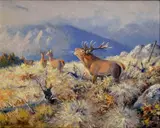 Karl Sovanka, Jelenia ruja, 1946, Olej na plátne