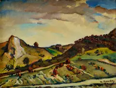 Martin Benka, Z Liptova (Ružomberok), Okolo 1935-40, Olej na kartóne
