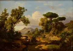 Karol Markó the Elder, Talianska krajina (Žena pri prameni), 1852, Olej na plátne