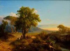 András Markó, Idylická krajina, 1867, Olej na plátne, dublované