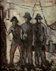 Ján Želibský, Baníci, 1941, Olej na kartóne