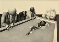 Sigetová Agnesa, Biliard, 1986, Kresba ceruzou na ručnom papieri