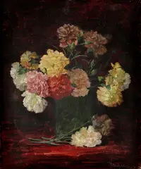 Viktor Krupec, Kytica karafiátov, 1925, Olej na kartóne