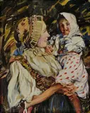Gustáv Mallý, Matka s dieťaťom, Okolo 1919, Olej na kartóne