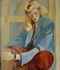 Lea Mrázová, Portrét sediacej dámy, Okolo 1935-40, Olej na plátne
