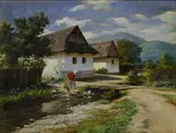 Tibor Szontágh, Práčka pri potoku, Okolo 1930, Olej na plátne