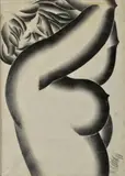 Milan Laluha, Spiaca (Akt), 1966, Kresba mäkkou ceruzou na papieri