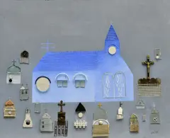 Michal Studený, Veselý cintorín, 2005, Olej, kombinácia techník na sololite