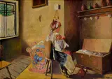 Michal Tillner, Pri kolíske, 1944, Olej na kartóne