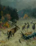 Karl Sovanka, Jelenia ruja, Okolo 1940, Olej na hrubom plátne