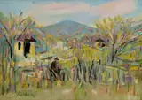 Jozef Ilečko, Vinohrady pri Mysleniciach, Okolo 1970, Tempera na papieri