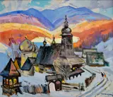 Anton Michailovič Kaššaj, Kostolík na Podkarpatskej Ukrajine, Okolo 1970, Olej na plátne