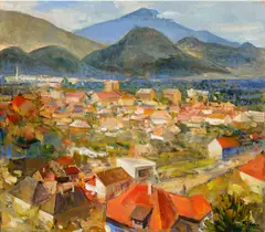 Štefan Filep, Pohľad na Liptovský hrádok, 2003, Olej na plátne