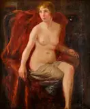 Ľudovít Pitthordt, Sediaci akt, Okolo 1920, Olej na kartóne