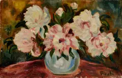 Kytica pivónií by Július Flache, 1966, Olej na plátne, sold Dec 2014
