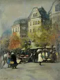 Antal Berkes, Trh v Budapešt, 1922, Olej na plátne