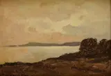 Endre Komáromi-katz, Krajina pri jazere, Okolo 1910, Olej na kartóne