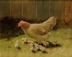 Arthur Ede Károly Heyer, Sliepka s kuriatkami, Okolo 1920, Olej na plátne