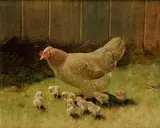 Arthur Ede Károly Heyer, Sliepka s kuriatkami, Okolo 1920, Olej na plátne