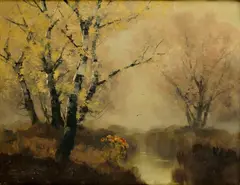 – Kovács László Kézdi, Súmrak nad jazerom, Okolo 1910, Olej na plátne