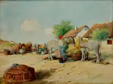 Béla Bertalán Gutaházy-németh, Na dedinskom trhu, Okolo 1940, Olej na plátne