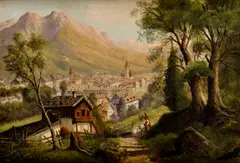 G. Rotter, Mesto pod Alpami, Okolo 1880, Olej na plátne