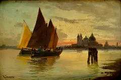 Natale Gavagnin, Z Benátok II., Okolo 1900, Olej na dreve