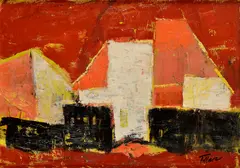 Michal Tillner, Červené domy, Okolo 1960, Olej na sololite