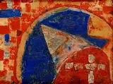 Andrej Rudavský, Hlava ženy, 1961 - 62, Kombinácia techník na papieri, lepené na kartóne