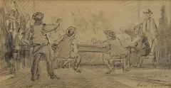 Ladislav Čemický, Skica k obrazu "Páračky", 1955, Kresba ceruzou na papieri