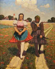 Viliam Euzéb Mousson, Z kostola, 1960, Olej na plátne