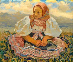 Jan Hála, Leto (Važecké dievča na lúke), 1957, Olej na plátne