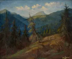 Jozef Satin, Tatranská krajina, 1942, Olej na plátne