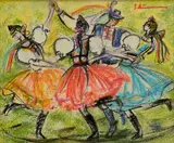 Greinerová Sibyla, Tanec, Okolo 1965, Pastel na papieri