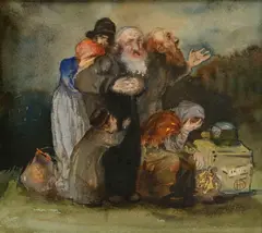 Károly Harmos, Smútiaci, Okolo 1935-40, Akvarel na papieri