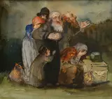 Károly Harmos, Smútiaci, Okolo 1935-40, Akvarel na papieri