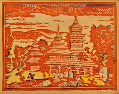 Martin Benka, Kostolík na Podkarpatskej Rusi, 1923, Darebný drevorez na papieri, nečíslované