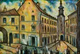 Janko Alexy, Lekáreň u Červeného raka v Bratislave, 1958, Pastel na papieri