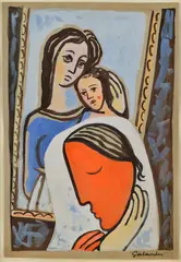 Pred obrazom Madony (Zamyslená) by Mikuláš Galanda, 1938, Tempera na papieri, sold Sep 2014