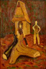 Miloš Alexander Bazovský, Drevári, 1948, Olej na dreve