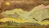 Miloš Alexander Bazovský, Krajina so slnkom, Okolo 1955, Tempera na papieri