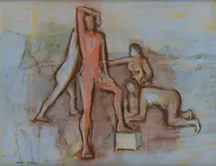Endre Nemes, Štyri postavy, Okolo 1960, Pastel na papieri