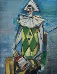Ferdinand Hložník, Klaun, 1998, Olej na kartóne