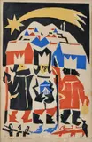 Ernest Zmeták, Traja králi, 1968, Farebný drevorez na papieri (125/200)