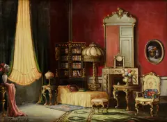 Laszlo Karpathy, Meštiansky interiér, Okolo 1920, Olej na plátne