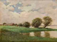 Močaristá krajina by Endre Komáromi-katz, Okolo 1920, Olej na kartóne, sold Sep 2014