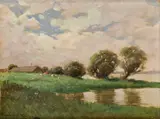 Endre Komáromi-katz, Močaristá krajina, Okolo 1920, Olej na kartóne