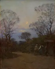 V mesačnom svite by Endre Komáromi-katz, Okolo 1910, Olej na dreve, sold Sep 2014