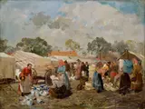 Gyula Gyertyányi-németh, Na trhu, Okolo 1940, Olej na plátne