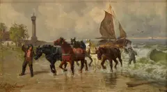 E. Gotzelman, Kotvenie lode, Okolo 1910, Olej na dreve